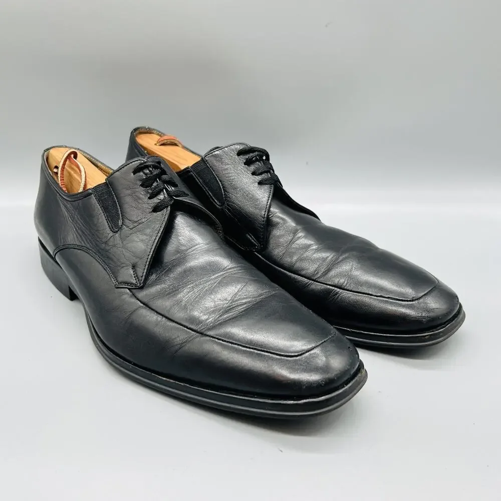 Bruno Magli Shoes Mens 12 Black Leather Ranuncolo Derby Oxford Dress Apron Toe